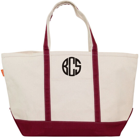 Personalized Large Boat Tote Maroon